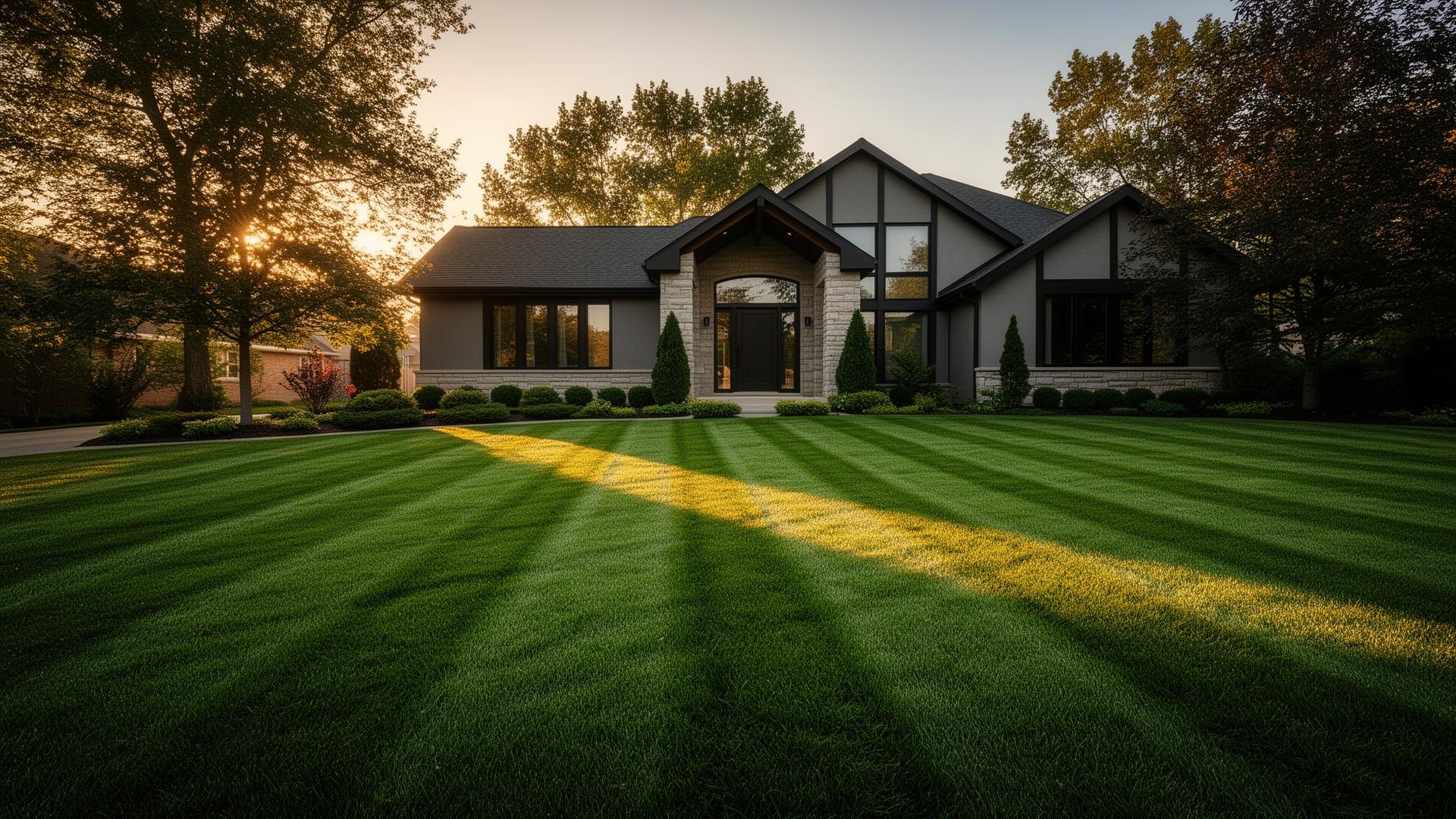 Pristine Detroit lawn freshly mowed by L'Roys Service